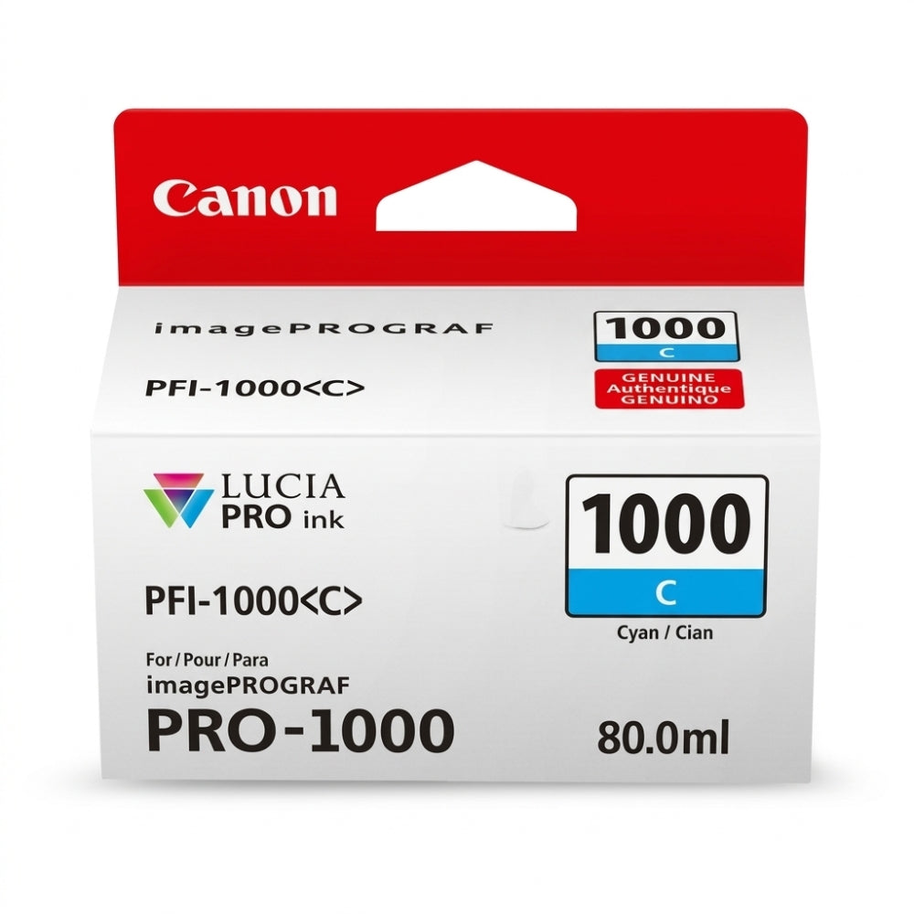 Original Canon PFI-1000 Standard Yield Cyan Ink Cartridge, 0547C001