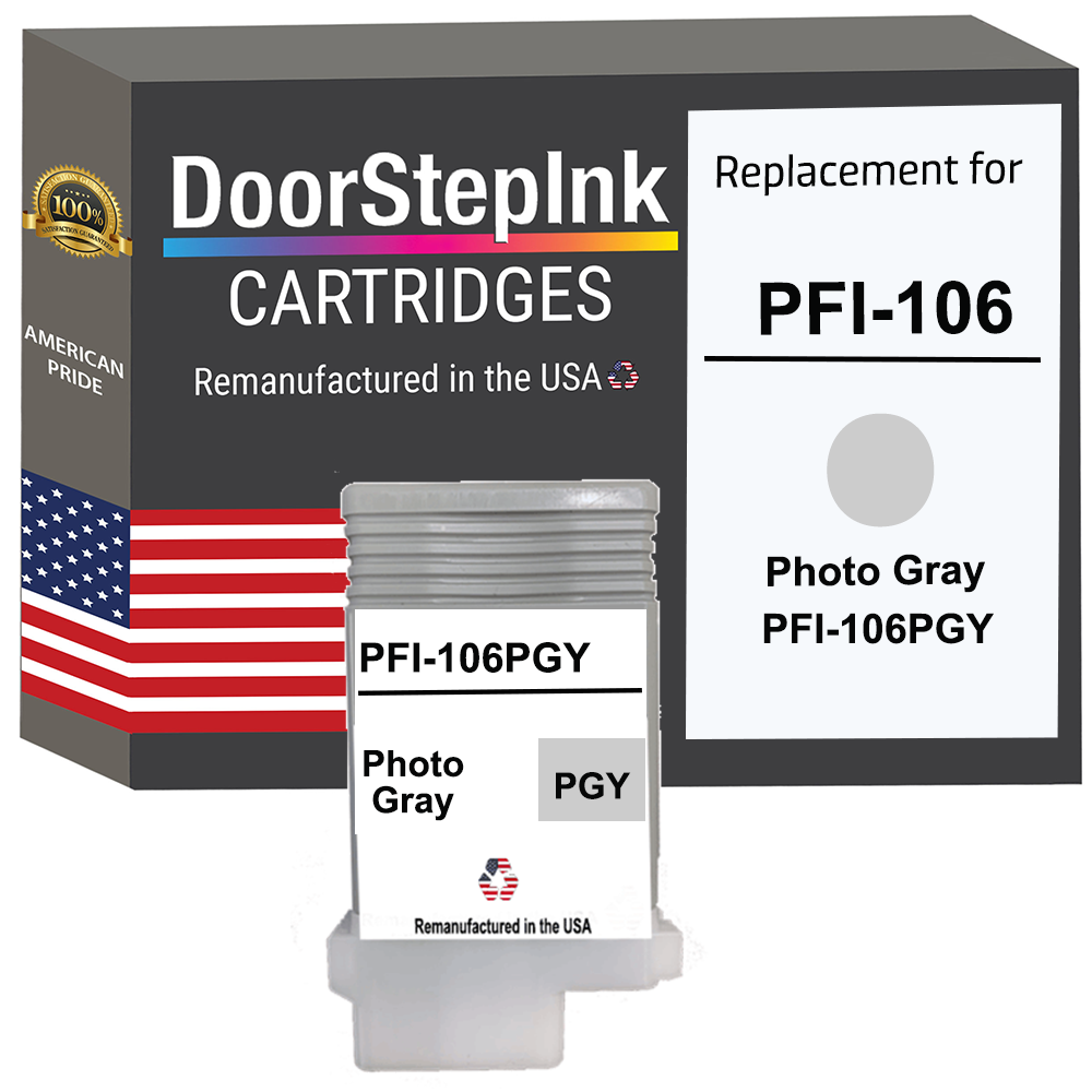 DoorStepInk Remanufactured in the USA Ink Cartridge for Canon PFI-106 130mL Photo Gray