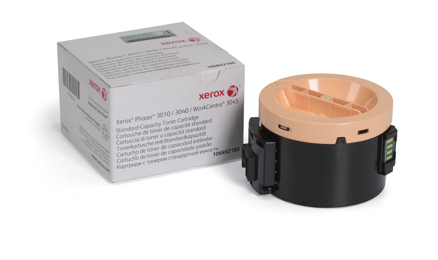 Original Xerox PHASER 3010/3040/WORK CENTRE 3045 Standard Yield Black Toner Cartridge, 106R02180