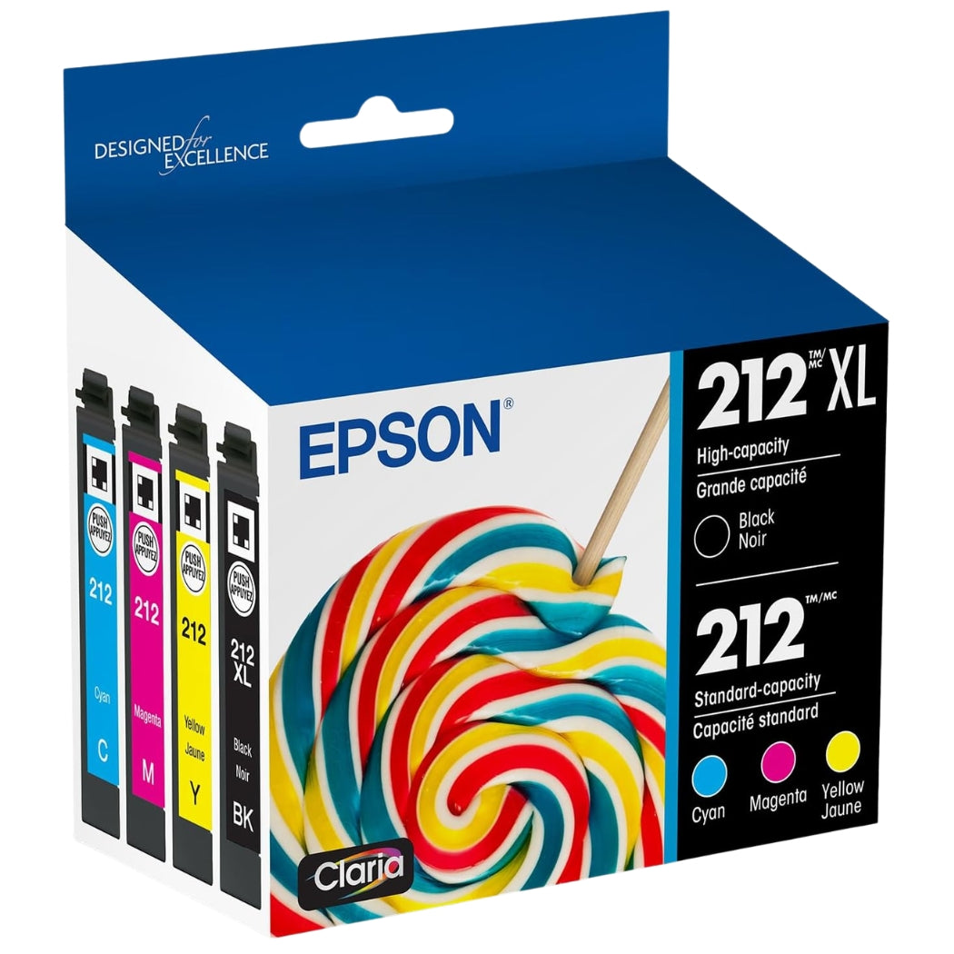 Genuine Epson T212XL/212 High-Yield Multi-Color (4-Pack) Ink Cartridge, T212XL-BCS
