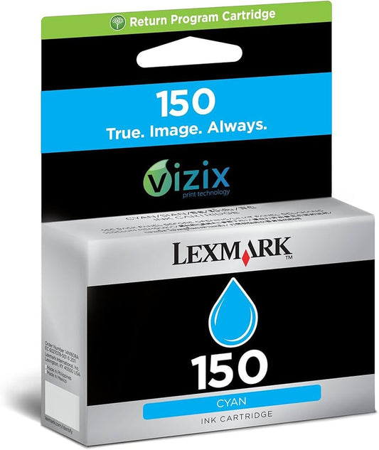 Genuine Lexmark 150 Standard Yield Cyan Inkjet Cartridge, 14N1608