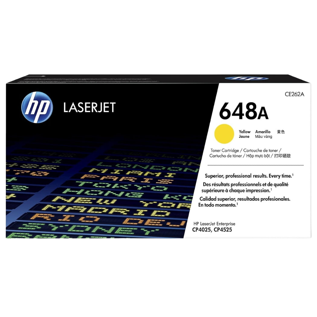 HP 648A Yellow Standard-Yield LaserJet Toner Cartridge, CE262A