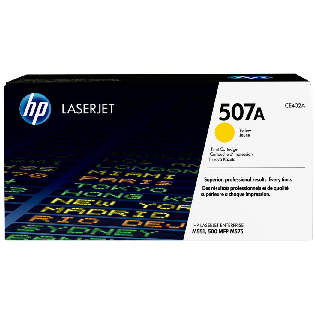 Genuine HP 507A Standard-Yield Yellow Toner Cartridge, CE402A