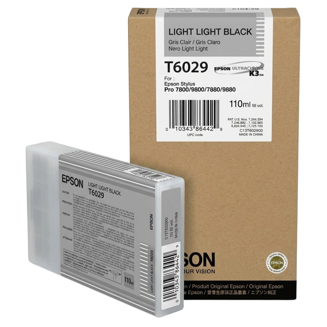 Original Epson T6029 Standard Yield 110ml Light Light Black Ink Cartridge, C13T602900