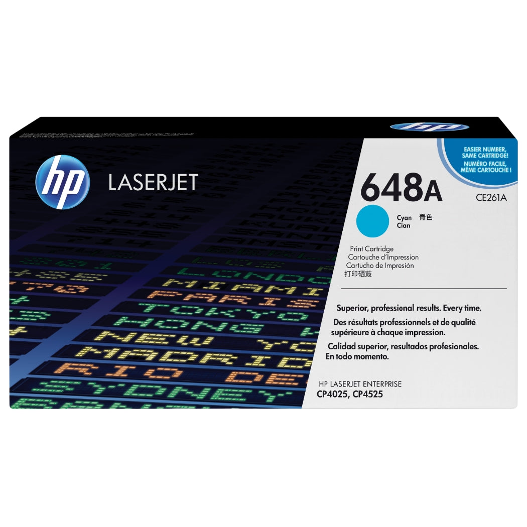 HP 648A Cyan Standard-Yield LaserJet Toner Cartridge, CE261A