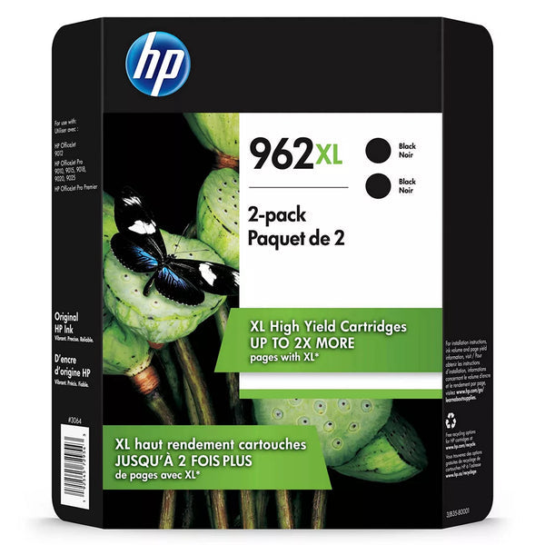 Original HP 962XL High Yield Black Ink Cartridge 3JB35BN - 2 Pack