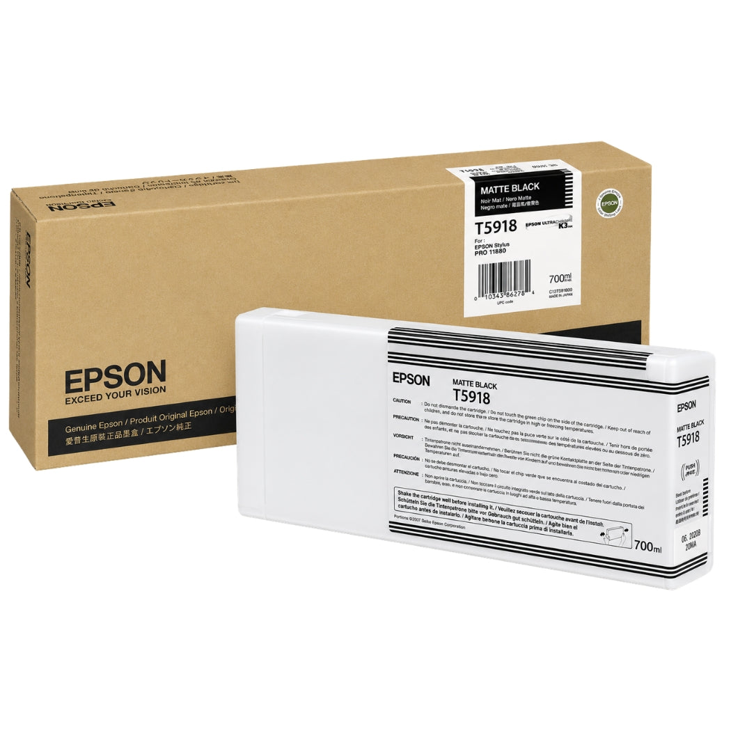 Genuine Epson T5918 Matte Black UltraChrome K3 Ink Cartridge, T591800