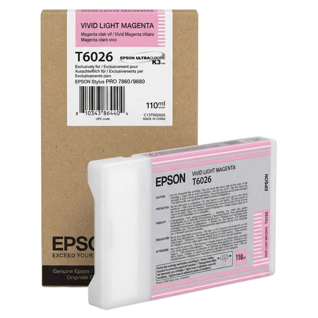 Original Epson T6026 Standard Yield Vivid Light Magenta Ink Cartridge, C13T602600