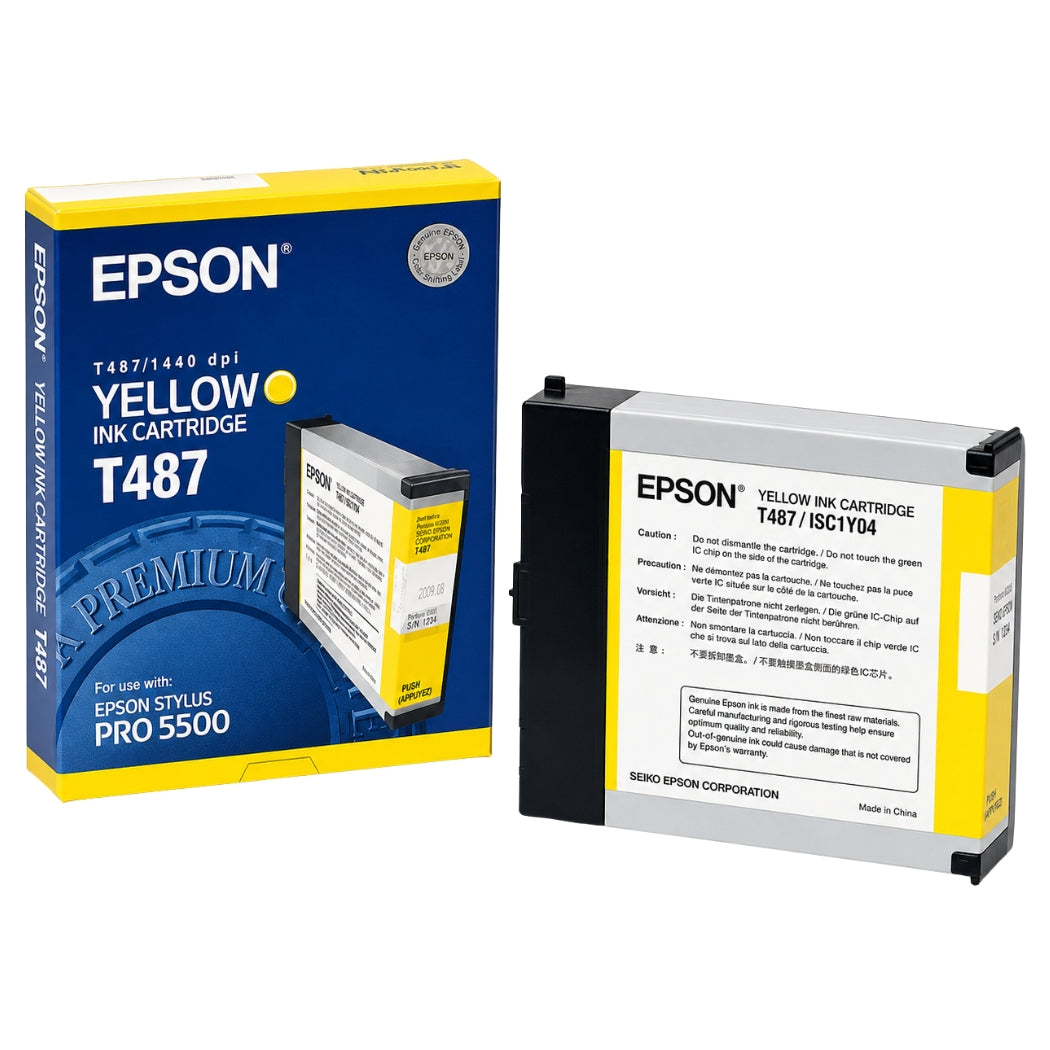Genuine Epson T487 Standard Yield Yellow Inkjet Cartridge, T487011