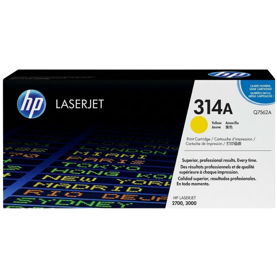 Original HP 314A Standard-Yield Yellow Toner Cartridge, Q7562A