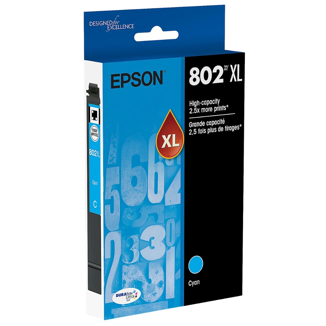 Original Epson T802XL High Yield Cyan Ink Cartridge, T802XL220