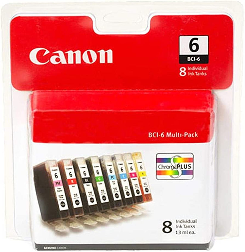 Original Canon BCI-6 Black and Color Ink Cartridge-8 Pack