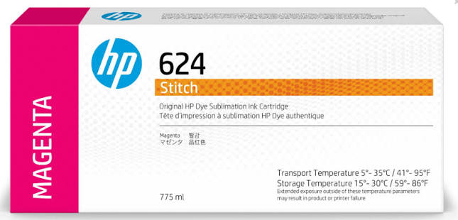 Original HP 624 775ml Magenta Stitch Dye Sublimation Ink Cartridges, 2LL55A