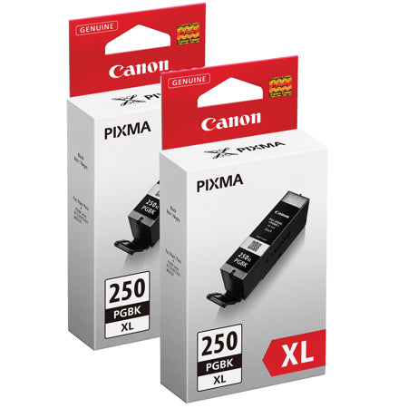 Original Canon PGI-250XL (2 Pack) High Yield Pigment Black Ink Cartridge- 6432B004