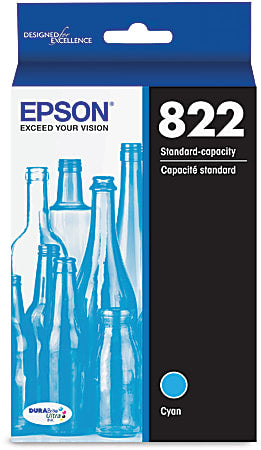 Epson T822 Standard Yield Cyan Single Ink Cartridge, T822220-S