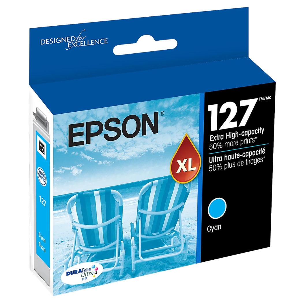 Original Epson 127 Extra High-Yield Cyan Ink Cartridge, T127220-S