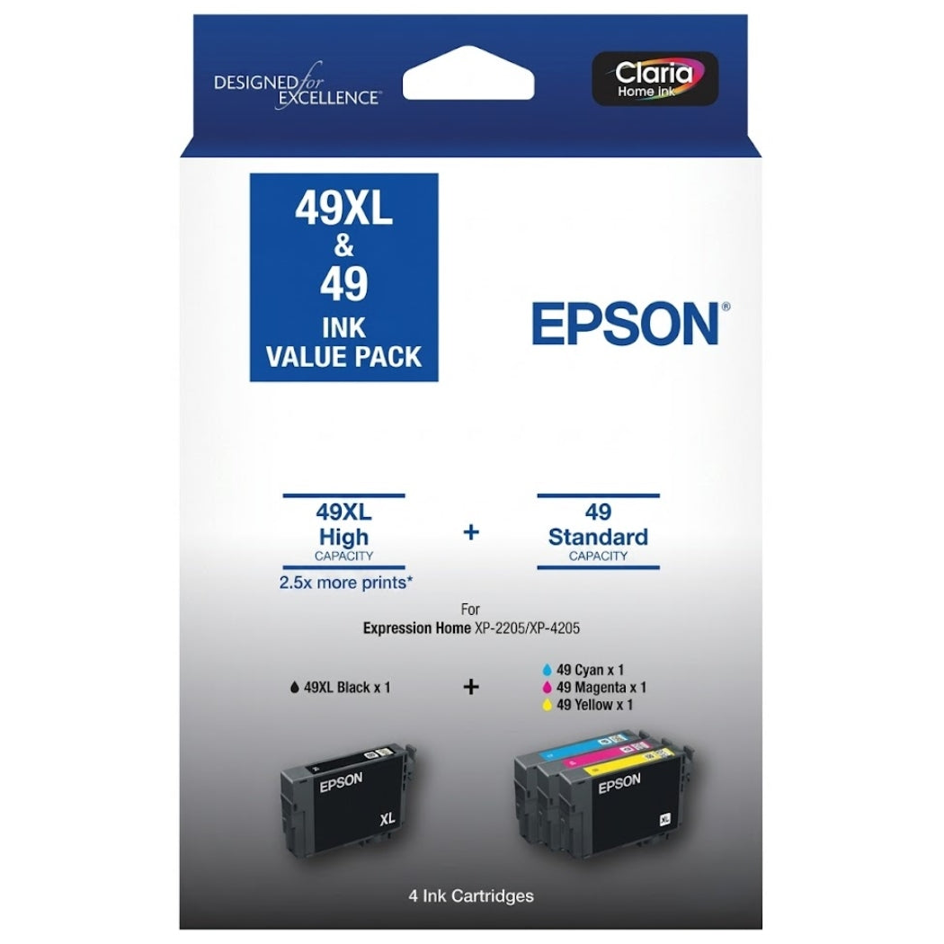 Original Epson 49XL Black & 49 Color Ink Cartridge, C13T10F996