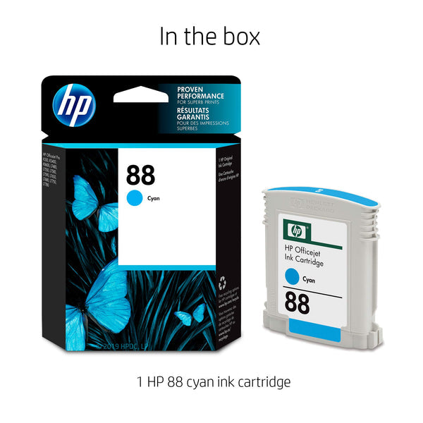 Original HP 88 Standard Yield Cyan Ink Cartridges, C9386AN