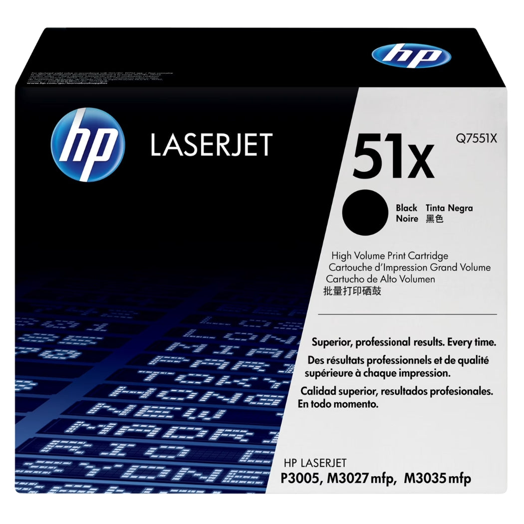 HP 51X Black High Yield Original LaserJet Toner Cartridge, Q7551X