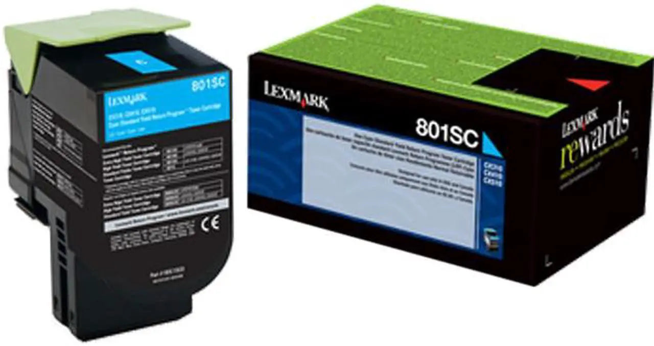 Original Lexmark 801SC Standard Yield Cyan Toner Cartridge, 80C1SC0