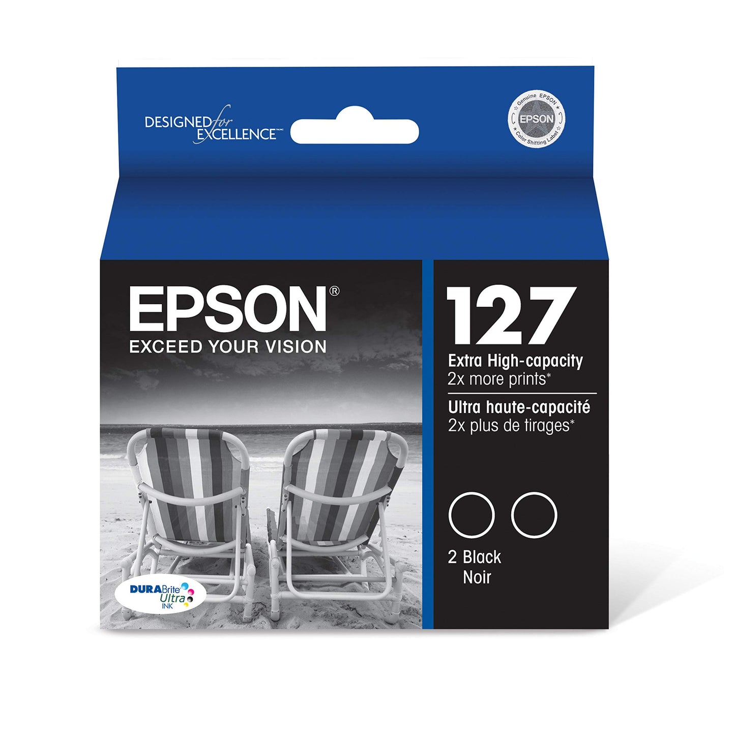 Original Epson 127 Standard Yield Black ink cartridge, 2 Pack