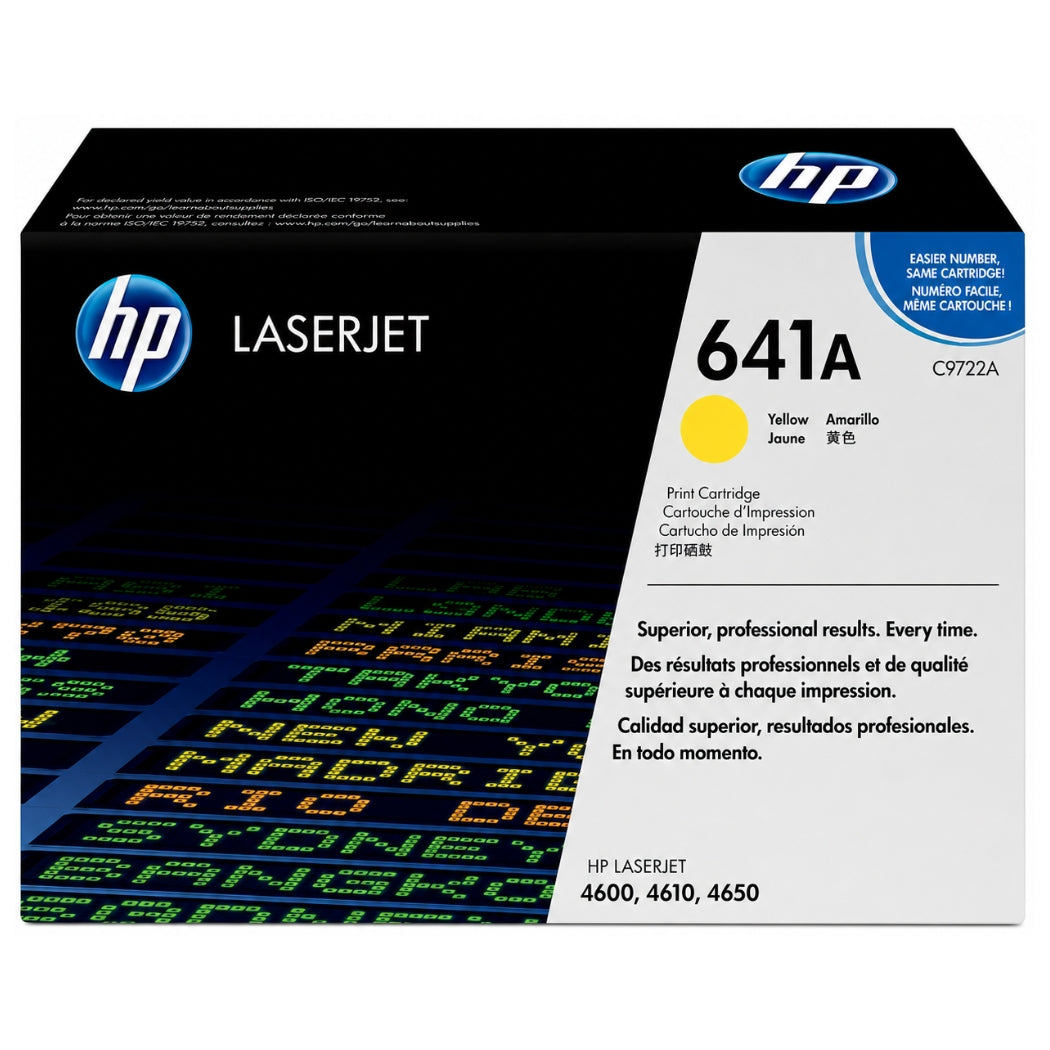 HP 641A Standard Yield Yellow LaserJet Toner Cartridge, C9722A