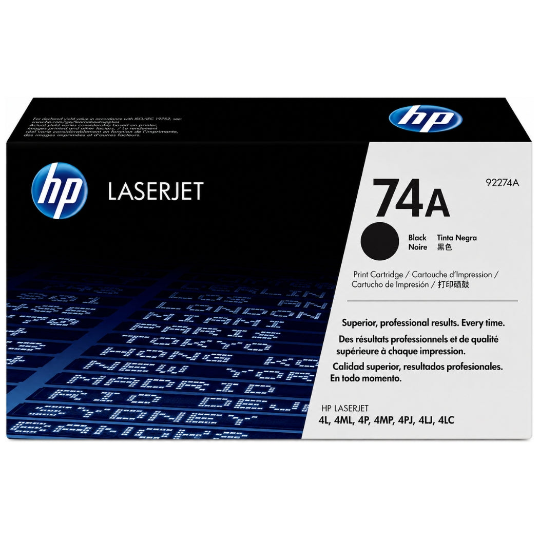 HP 74A Black Toner Cartridge, 92274A