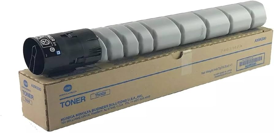 Original Konica Minolta TN322 Standard Yield Black Toner Cartridge, A33K030