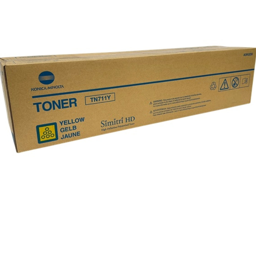 Original Konica Minolta TN711Y Standard Yield Yellow Toner Cartridge, A3VU230