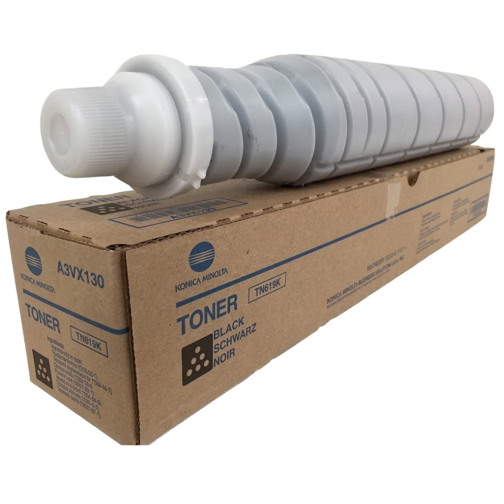 Original Konica Minolta TN619K High Yield Black Toner Cartridge, A3VX130