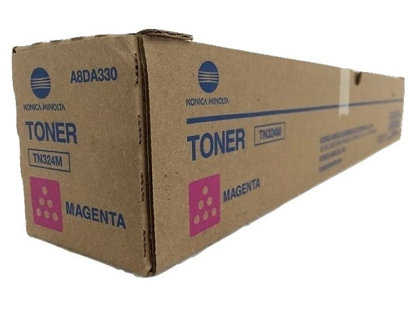 Original Konica Minolta TN324M Standard Yield Magenta Toner Cartridge, A8DA330