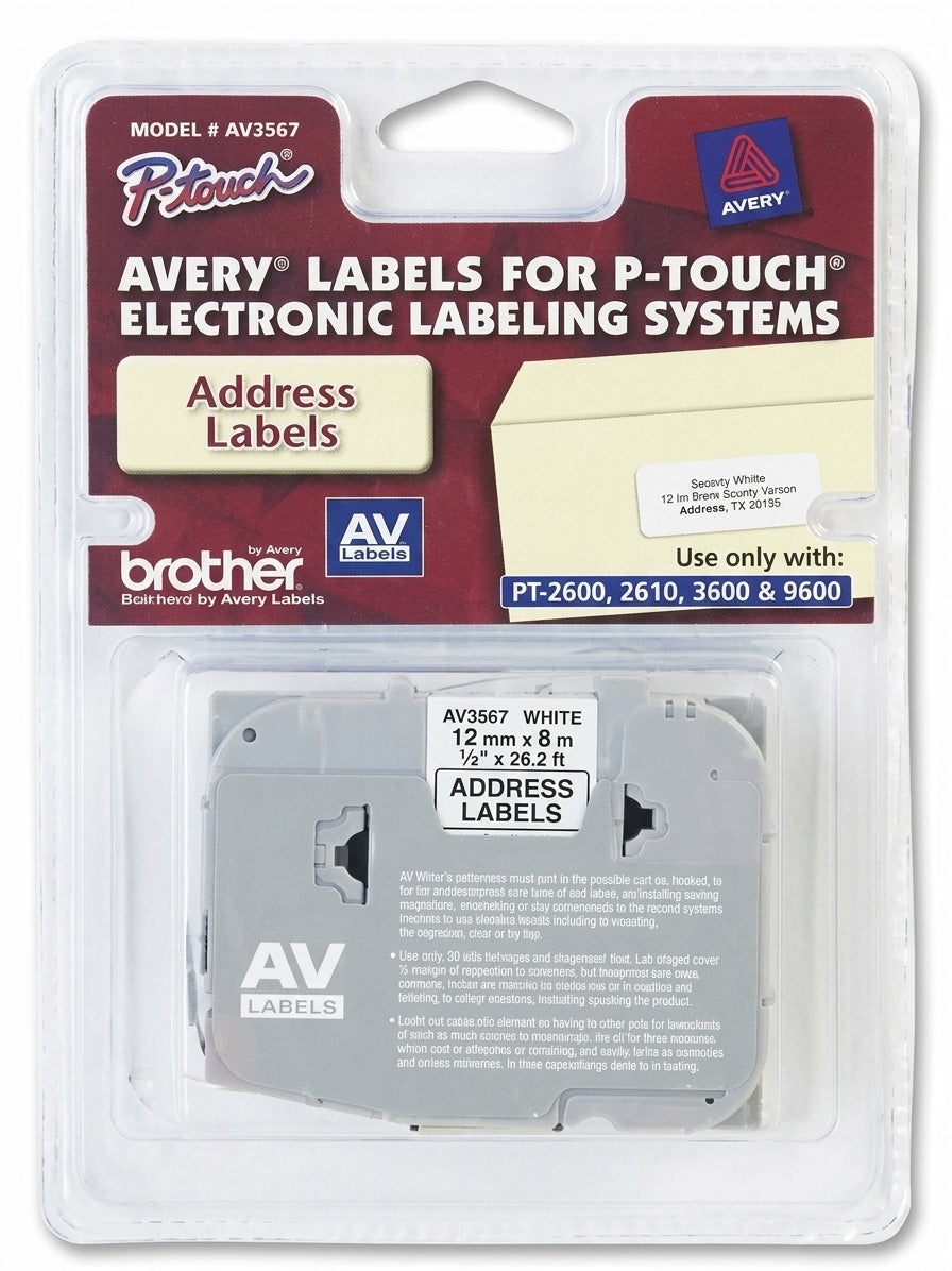 Original Brother P-touch AV2067 Black On White Address Label (20mm x 67mm ), AV-2067