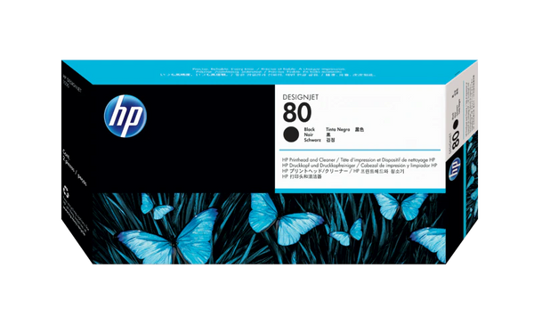 Original HP 80 Standard Yield Black Printhead & Printhead Cleaner,C4820A