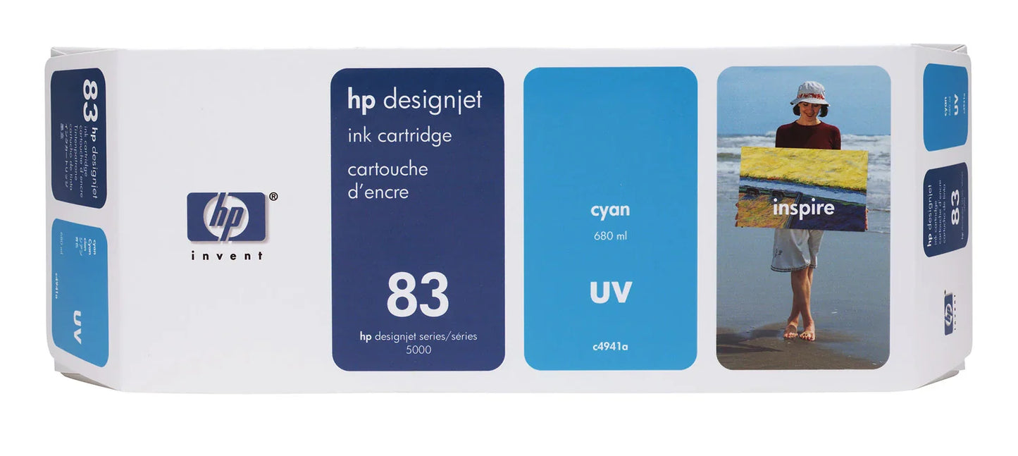Original HP 83 Standard Yield Cyan Ink Cartridge, C4941A