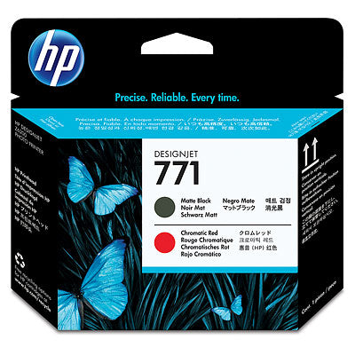 Original HP 711 Standard Yield Matte Black and Chromatic Red Printheads, CE017A