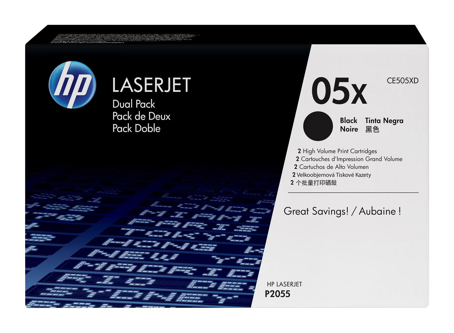HP 05X Dual High Yield Black LaserJet Toner Cartridge, CE505XD