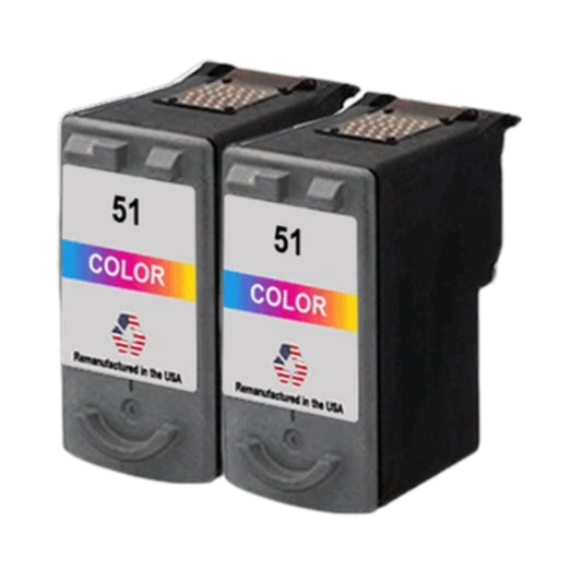 JIT Brand for Canon CL-51 Color Remanufactured in the USA Ink Cartridges Twin Pack