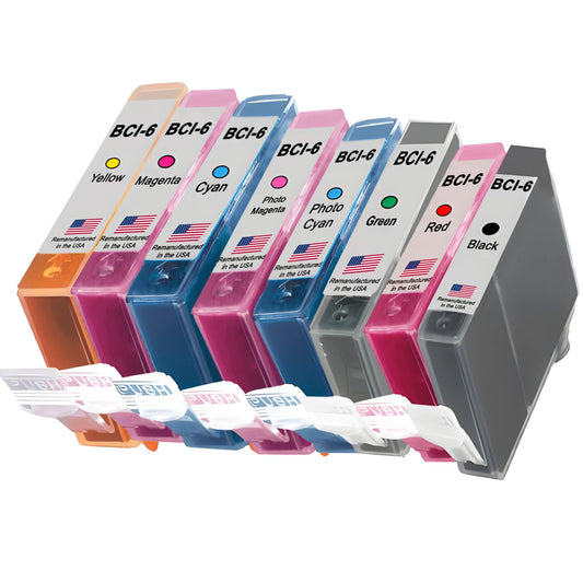 JIT Brand for Canon BCI-6 1-Black / 7-Color 8-Pack Remanufactured in the USA Ink Cartridge
