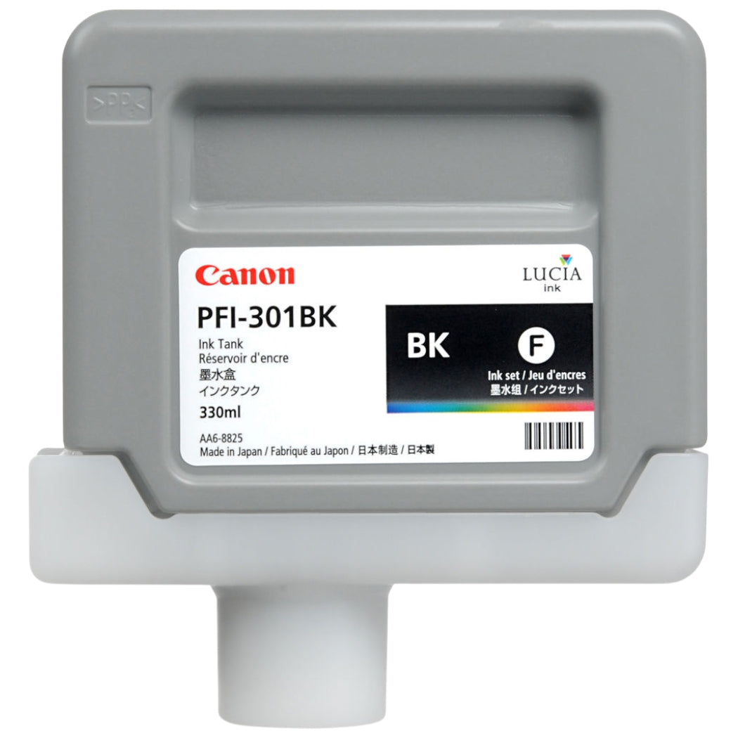 Canon PFI-301BK Standard-Yield Black Ink Cartridge, 1486B001AA