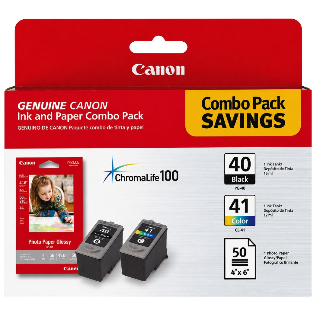 Canon PG-40 Black and Cl-41 Color Ink Cartridge, 0615B009