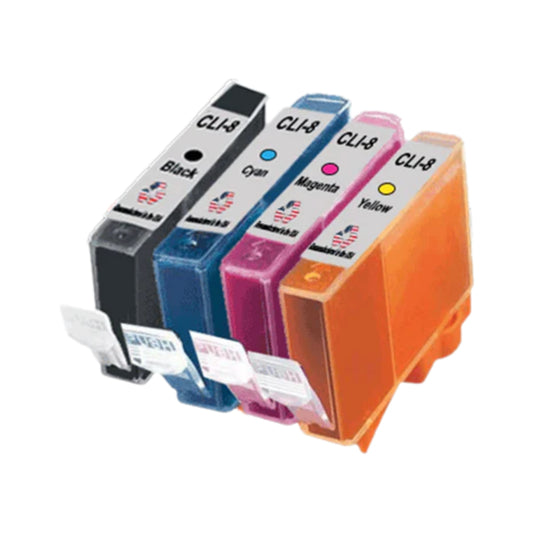 JIT Remanufactured in the USA Ink Cartridges for Canon CLI-8  Black / 3 Color 4-Pack