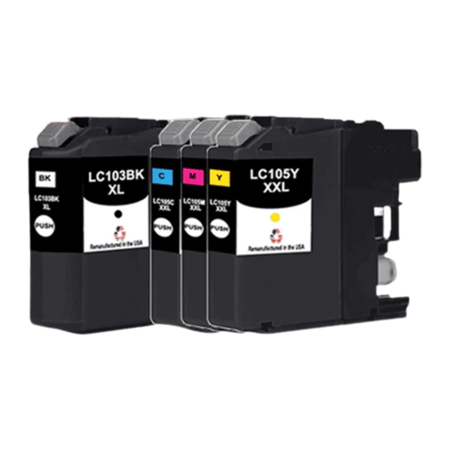 JIT Brand for Brother LC103BK XL High Yield Black / LC105 3 Colors XXL Super High Yield 4-Pack Remanufactured in the USA Ink Cartridges