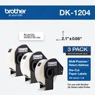 Original Brother DK-1204 Die-Cut Paper Label Rolls, 3PK