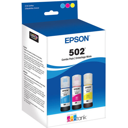 Original Epson T502 Standard Yield Multi-Color (3-Pack) Ink Bottle, T502520-S