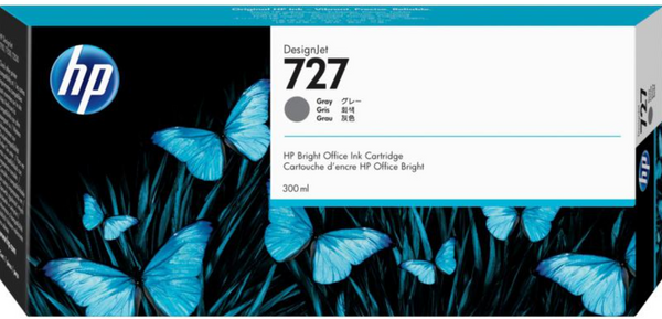 Original HP 727 300mL High Yield Gray Ink Cartridge, F9J80A