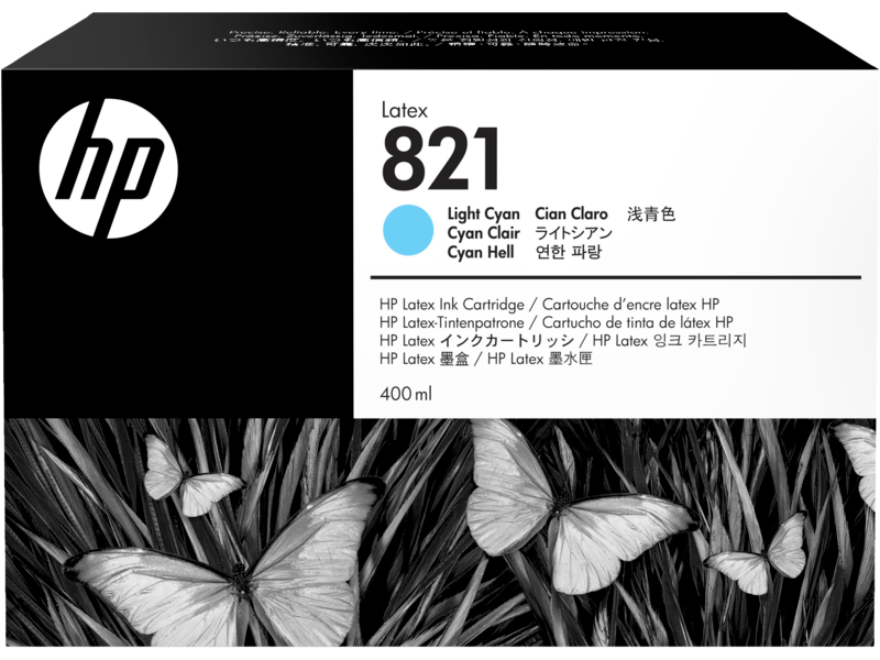 Original HP 821 400ml High-Yield Light Cyan Latex Ink Cartridge, G0Y90A