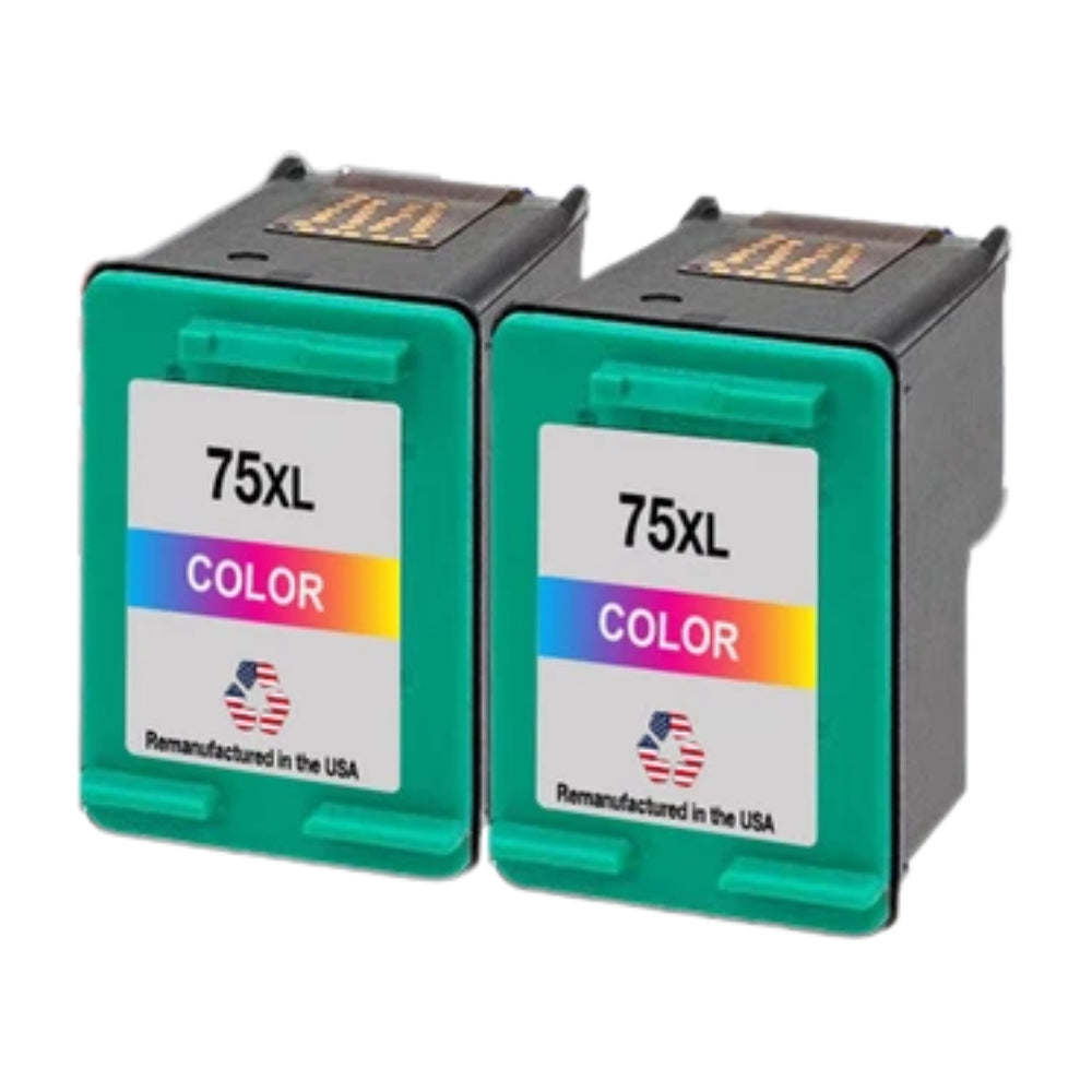 JIT Brand Ink Cartridges for HP 75XL (CB338WN) Color Remanufactured in the USA Twin Pack