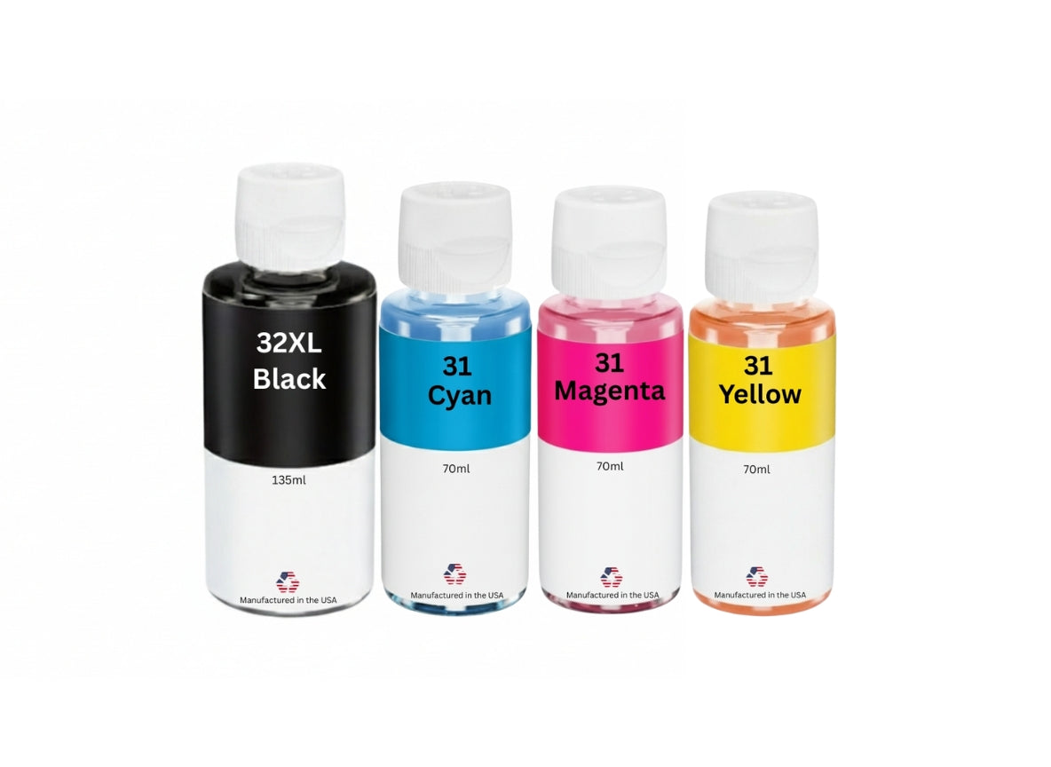 JIT Brand Replacement for HP 32XL Black 135ml HP 31 Tri-Color 70ml Ink Bottle Made in the USA