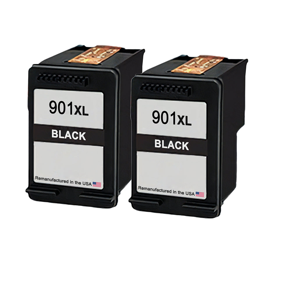 JIT Brand for HP 901XL (CC654AN) Black Twin Pack Remanufactured in the USA Ink Cartridges