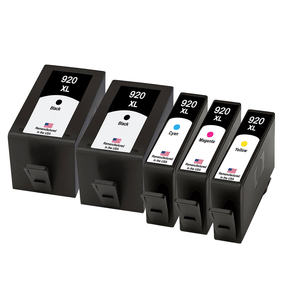JIT Brand for HP 920XL 5-Pack 2 Black / 3 Color Remanufactured in the USA Ink Cartridges